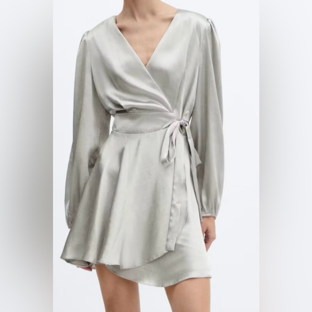 Mango Gray Satin Dress